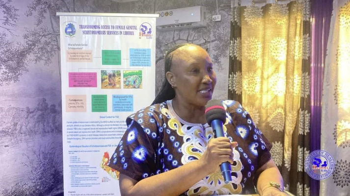 Dr Louise M. Kpoto, Minister of Health of Liberia, speaking at the national FGS strategy workshop
